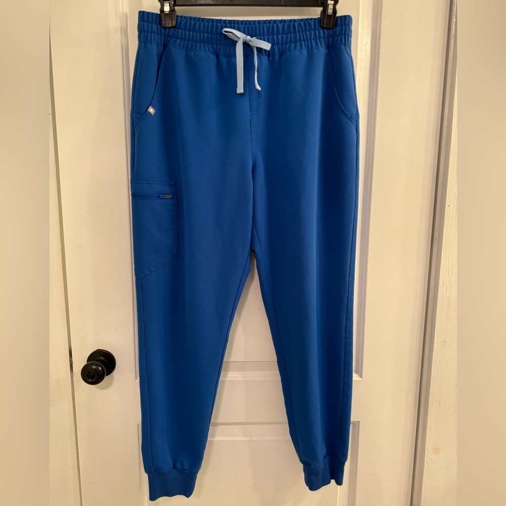 Figs OG High Waisted Scrunch Band Zamora Joggers Royal Blue Large